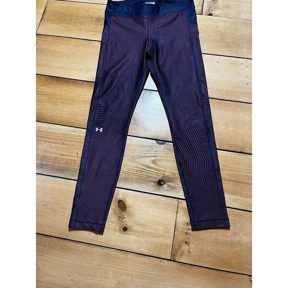 Under Armour Women's Heat Gear Leggings. Blue/Pink. Size Large. Athletic Logo - Picture 3 of 6